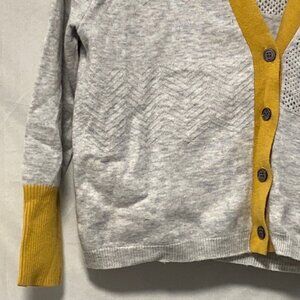 Yoon Varsity Cardigan Sweater Yellow Grey